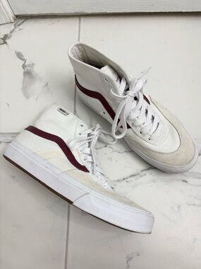 Vans Sk8 Hi Sneakers High Top Mens 7/Womens 8.5 White Maroon
